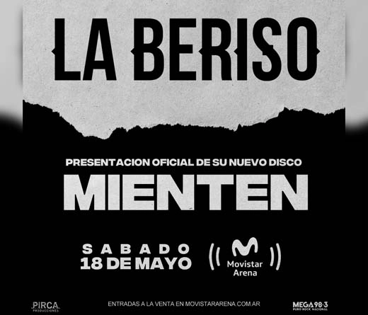 La banda argentina de rock nacional present recientemente su nuevo lbum "Mienten" y con motivo de presentarlo oficialmente anunciaron un show para el 2024 en el Movistar Arena de Buenos Aires